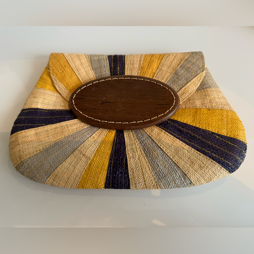Mar Y Sol Striped Straw Clutch